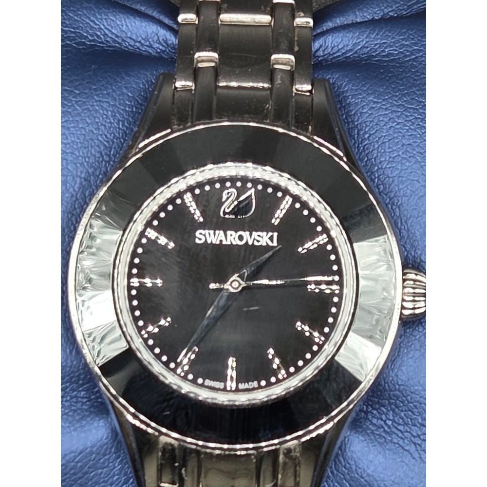 Swarovski Octea Lux Watch Black Ceramic Dial Stainless Steel Silver Tone Swiss